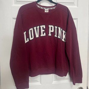 Victoria's Secret PINK Burgundy Cotton Crewneck